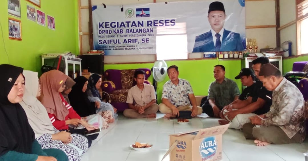 Legislator Balangan Saiful Arif melaksanakan reses masa sidang pertama tahun 2024 di Desa Simpang Tiga, Kecamatan lampihong, Kabupaten Balangan. Foto: Syaiful Arif untuk lenterakalimantan.com