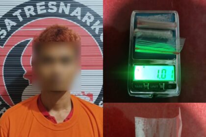 Sat Reskrim Polsek banjarmasin Timur amankan pelaku S (29) beserta barang bukti. Foto: Sat Reskrim Polsek banjarmasin Timur