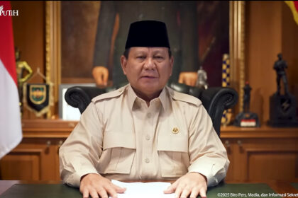 Presiden Republik Indonesia, Prabowo Subianto saat mengucapkan Hari Pers Nasional. Foto: Youtube Sekretariat Presiden